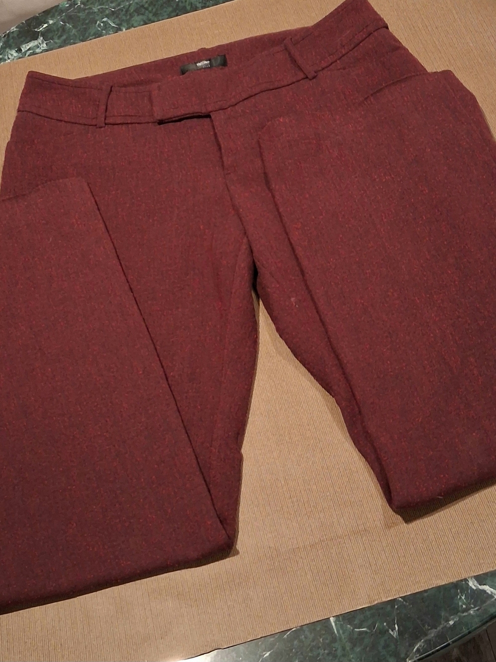 Mossimo Womens Burgundy Black Heathered Textured Wide Leg Trousers Sz 12